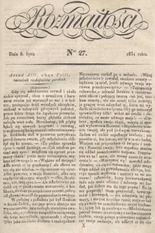 Rozmaitości : pismo dodatkowe do Gazety Lwowskiej. 1831, nr 27
