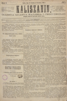 Kaliszanin : gazeta miasta Kalisza i jego okolic. R.4, № 1 (3 stycznia 1873)