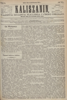 Kaliszanin : gazeta miasta Kalisza i jego okolic. R.4, № 70 (16 września 1873)