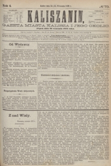 Kaliszanin : gazeta miasta Kalisza i jego okolic. R.4, № 73 (26 września 1873)
