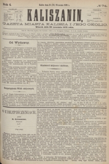 Kaliszanin : gazeta miasta Kalisza i jego okolic. R.4, № 74 (30 września 1873)