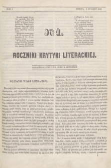 Roczniki Krytyki Literackiej. R.1, [T.1], Ner 1 (1 stycznia 1842)