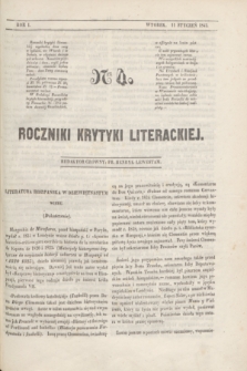 Roczniki Krytyki Literackiej. R.1, [T.1], Ner 4 (11 stycznia 1842)