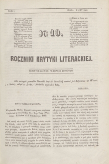 Roczniki Krytyki Literackiej. R.1, [T.1], Ner 10 (2 lutego 1842)