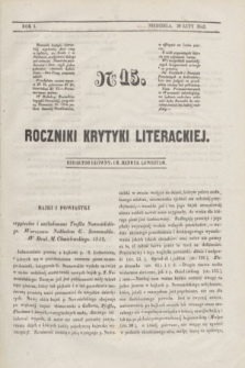 Roczniki Krytyki Literackiej. R.1, [T.1], Ner 15 (20 lutego 1842)