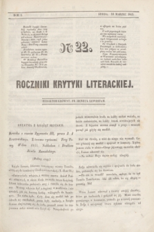 Roczniki Krytyki Literackiej. R.1, [T.1], Ner 22 (16 marca 1842)