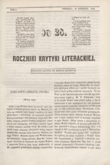 Roczniki Krytyki Literackiej. R.1, [T.1], Ner 28 (10 kwietnia 1842)