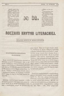 Roczniki Krytyki Literackiej. R.1, [T.1], Ner 31 (20 kwietnia 1842)