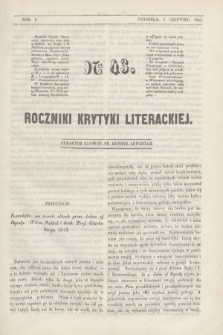 Roczniki Krytyki Literackiej. R.1, [T.1], Ner 43 (5 czerwca 1842)
