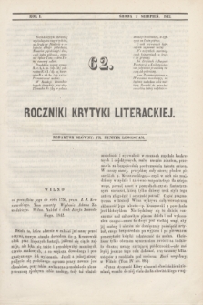 Roczniki Krytyki Literackiej. R.1, [T.2], [Ner] 62 (2 sierpnia 1842)