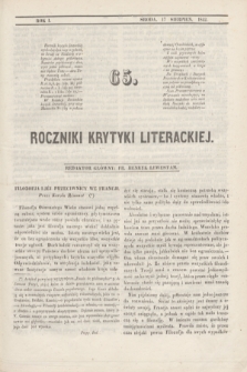 Roczniki Krytyki Literackiej. R.1, [T.2], [Ner] 65 (17 sierpnia 1842)