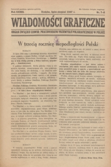 Wiadomości Graficzne : organ związku zawod. pracowników przemysłu poligraficznego w Polsce. R.33, nr 7/8 (lipiec/sierpień 1947)