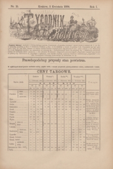 Tygodnik Rolniczy. R.1, nr 15 (5 kwietnia 1884)