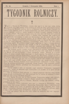 Tygodnik Rolniczy. R.1, nr 45 (1 listopada 1884)