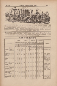 Tygodnik Rolniczy. R.1, nr 49 (29 listopada 1884)