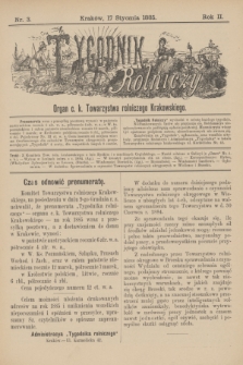 Tygodnik Rolniczy : Organ c. k. Towarzystwa rolniczego Krakowskiego. R.2, nr 3 (17 stycznia 1885) + dod.