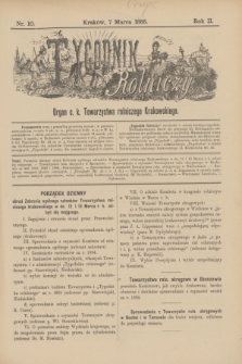 Tygodnik Rolniczy : Organ c. k. Towarzystwa rolniczego Krakowskiego. R.2, nr 10 (7 marca 1885)