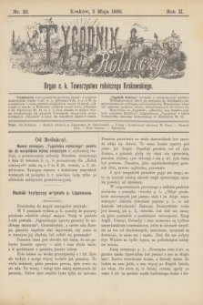 Tygodnik Rolniczy : Organ c. k. Towarzystwa rolniczego Krakowskiego. R.2, nr 18 (2 maja 1885)