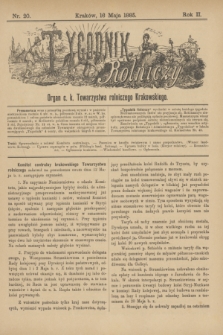 Tygodnik Rolniczy : Organ c. k. Towarzystwa rolniczego Krakowskiego. R.2, nr 20 (16 maja 1885)