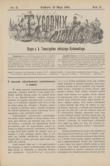 Tygodnik Rolniczy : Organ c. k. Towarzystwa rolniczego Krakowskiego. R.2, nr 21 (23 maja 1885)