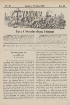 Tygodnik Rolniczy : Organ c. k. Towarzystwa rolniczego Krakowskiego. R.2, nr 22 (30 maja 1885)