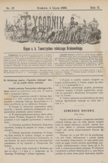 Tygodnik Rolniczy : Organ c. k. Towarzystwa rolniczego Krakowskiego. R.2, nr 27 (4 lipca 1885)