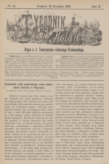 Tygodnik Rolniczy : Organ c. k. Towarzystwa rolniczego Krakowskiego. R.2, nr 51 (19 grudnia 1885)