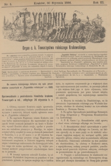Tygodnik Rolniczy : Organ c. k. Towarzystwa rolniczego Krakowskiego. R.3, nr 5 (30 stycznia 1886)