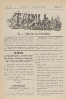 Tygodnik Rolniczy : Organ c. k. Towarzystwa rolniczego Krakowskiego. R.4, nr 36 (3 września 1887)