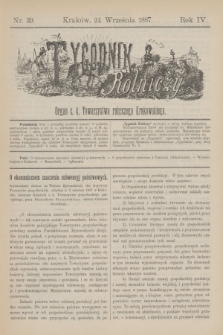 Tygodnik Rolniczy : Organ c. k. Towarzystwa rolniczego Krakowskiego. R.4, nr 39 (24 września 1887)
