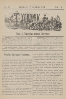 Tygodnik Rolniczy : Organ c. k. Towarzystwa rolniczego Krakowskiego. R.4, nr 51 (17 grudnia 1887)