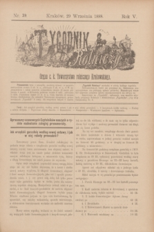 Tygodnik Rolniczy : Organ c. k. Towarzystwa rolniczego Krakowskiego. R.5, nr 39 (29 września 1888)
