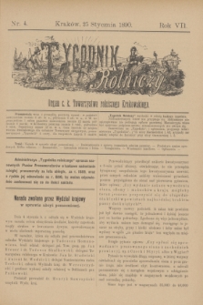 Tygodnik Rolniczy : Organ c. k. Towarzystwa rolniczego Krakowskiego. R.7, nr 4 (25 stycznia 1890)