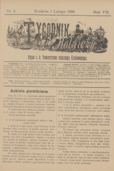 Tygodnik Rolniczy : Organ c. k. Towarzystwa rolniczego Krakowskiego. R.7, nr 5 (1 lutego 1890)