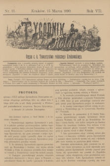 Tygodnik Rolniczy : Organ c. k. Towarzystwa rolniczego Krakowskiego. R.7, nr 11 (15 marca 1890)