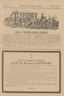 Tygodnik Rolniczy : Organ c. k. Towarzystwa rolniczego Krakowskiego. R.7, nr 13 (29 marca 1890)