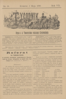 Tygodnik Rolniczy : Organ c. k. Towarzystwa rolniczego Krakowskiego. R.7, nr 18 (3 maja 1890)