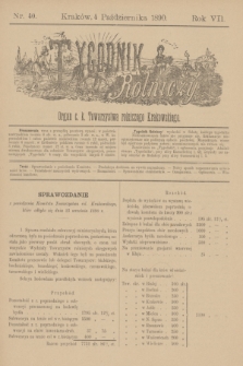 Tygodnik Rolniczy : Organ c. k. Towarzystwa rolniczego Krakowskiego. R.7, nr 40 (4 października 1890)