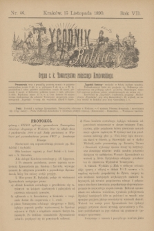 Tygodnik Rolniczy : Organ c. k. Towarzystwa rolniczego Krakowskiego. R.7, nr 46 (15 listopada 1890)
