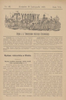 Tygodnik Rolniczy : Organ c. k. Towarzystwa rolniczego Krakowskiego. R.7, nr 48 (29 listopada 1890)