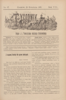 Tygodnik Rolniczy : Organ c. k. Towarzystwa rolniczego Krakowskiego. R.8, nr 17 (25 kwietnia 1891)