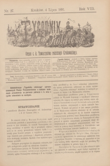 Tygodnik Rolniczy : Organ c. k. Towarzystwa rolniczego Krakowskiego. R.8, nr 27 (4 lipca 1891) + dod.