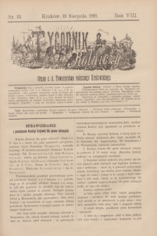 Tygodnik Rolniczy : Organ c. k. Towarzystwa rolniczego Krakowskiego. R.8, nr 33 (15 sierpnia 1891)