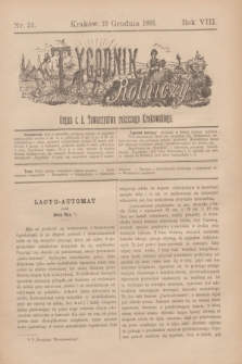 Tygodnik Rolniczy : Organ c. k. Towarzystwa rolniczego Krakowskiego. R.8, nr 51 (19 grudnia 1891)