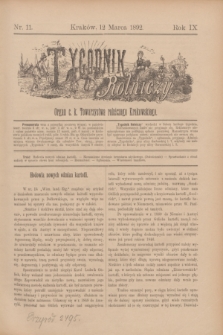 Tygodnik Rolniczy : Organ c. k. Towarzystwa rolniczego Krakowskiego. R.9, nr 11 (12 marca 1892)