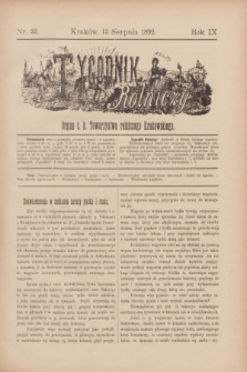 Tygodnik Rolniczy : Organ c. k. Towarzystwa rolniczego Krakowskiego. R.9, nr 33 (13 sierpnia 1892)
