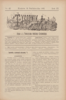 Tygodnik Rolniczy : Organ c. k. Towarzystwa rolniczego Krakowskiego. R.9, nr 42 (15 października 1892)