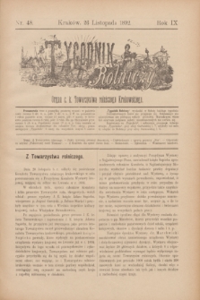Tygodnik Rolniczy : Organ c. k. Towarzystwa rolniczego Krakowskiego. R.9, nr 48 (26 listopada 1892)