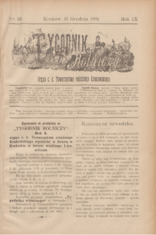 Tygodnik Rolniczy : Organ c. k. Towarzystwa rolniczego Krakowskiego. R.9, nr 53 (31 grudnia 1892)
