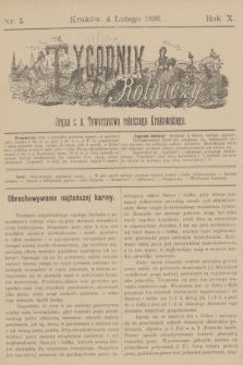 Tygodnik Rolniczy : Organ c. k. Towarzystwa rolniczego Krakowskiego. R.10, nr 5 (4 lutego 1893)